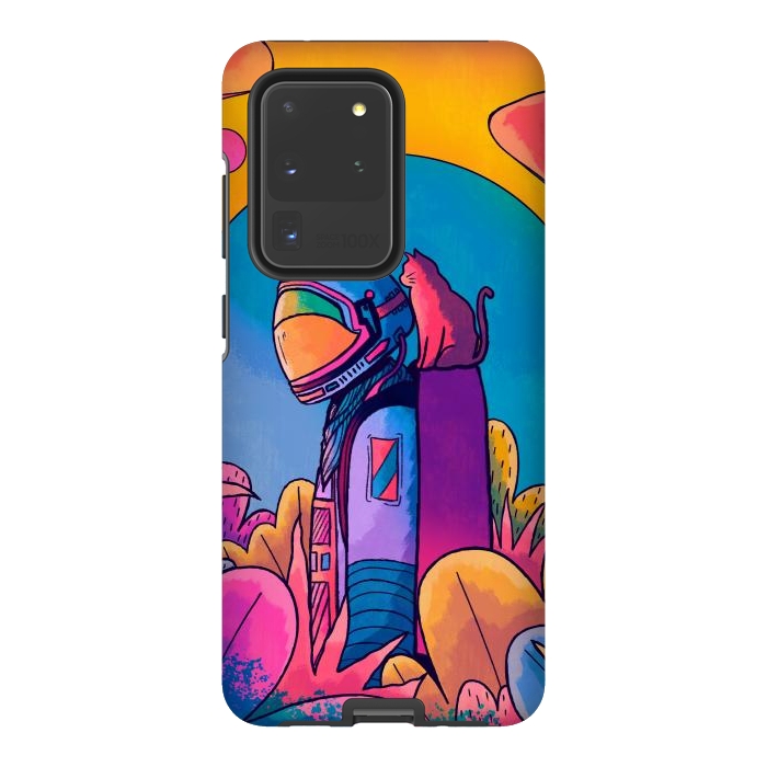 Galaxy S20 Ultra StrongFit The astronaut and cat by Steve Wade (Swade)