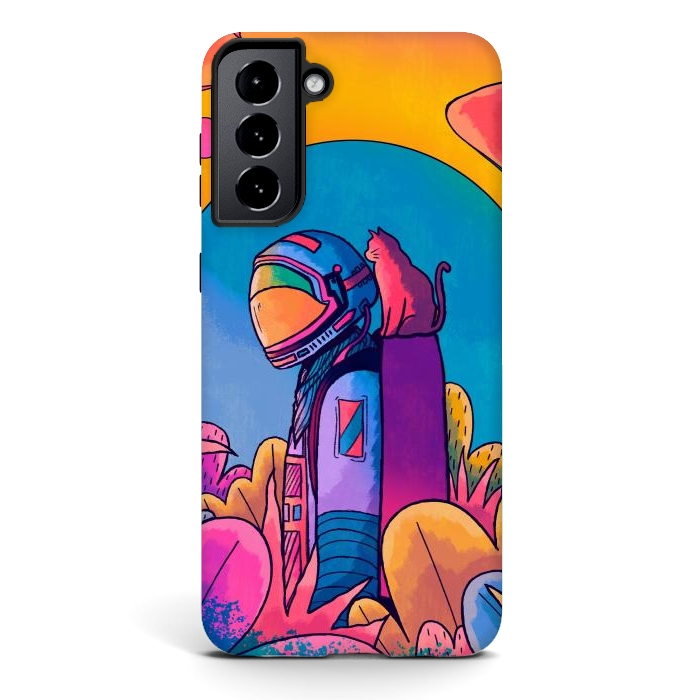 Galaxy S21 plus StrongFit The astronaut and cat by Steve Wade (Swade)