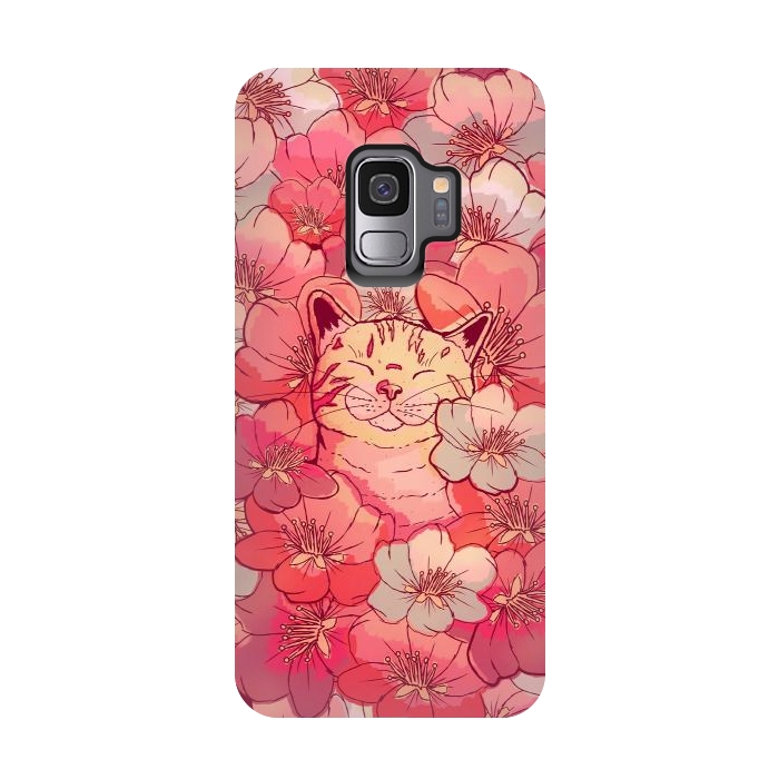 Galaxy S9 StrongFit The cherry blossom cat by Steve Wade (Swade)