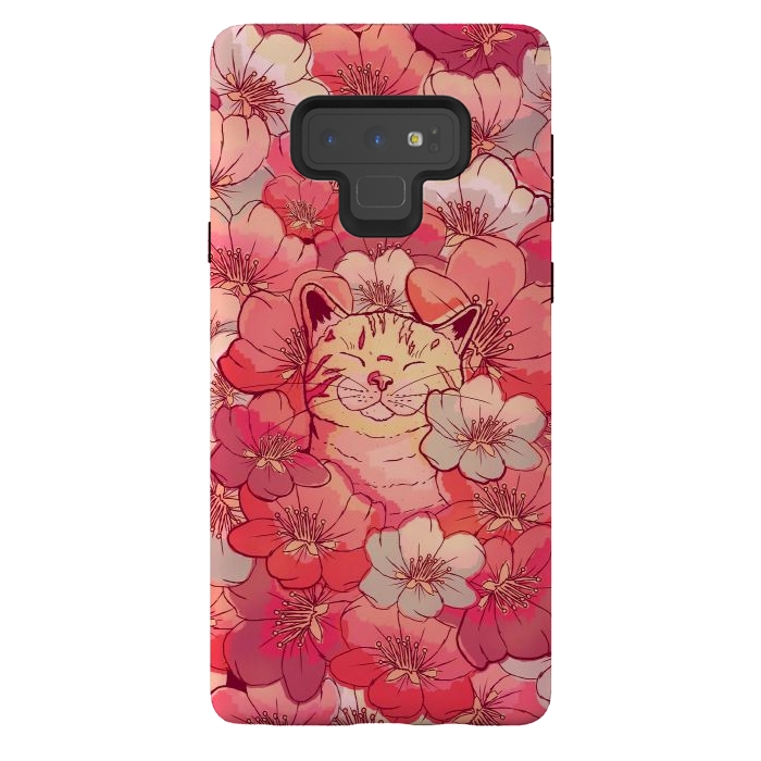 Galaxy Note 9 StrongFit The cherry blossom cat by Steve Wade (Swade)