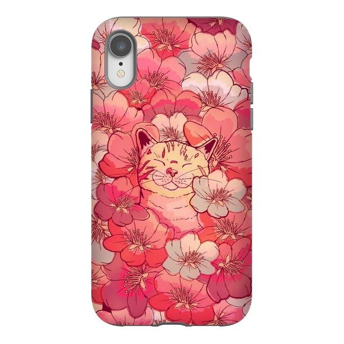 iPhone Xr StrongFit The cherry blossom cat by Steve Wade (Swade)
