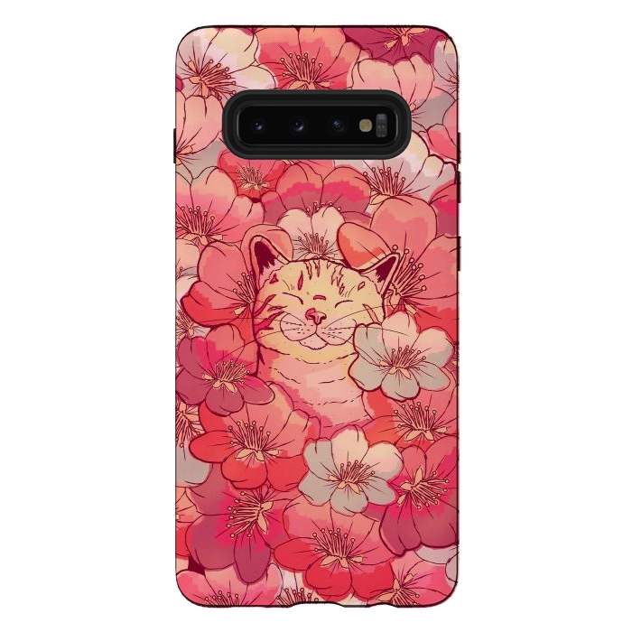 Galaxy S10 plus StrongFit The cherry blossom cat by Steve Wade (Swade)