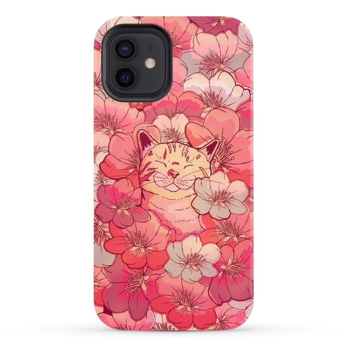 iPhone 12 StrongFit The cherry blossom cat by Steve Wade (Swade)