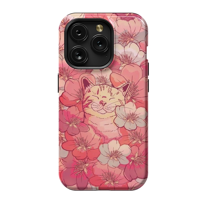 iPhone 15 Pro StrongFit The cherry blossom cat by Steve Wade (Swade)