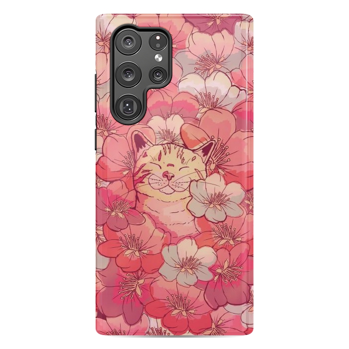 Galaxy S22 Ultra StrongFit The cherry blossom cat by Steve Wade (Swade)