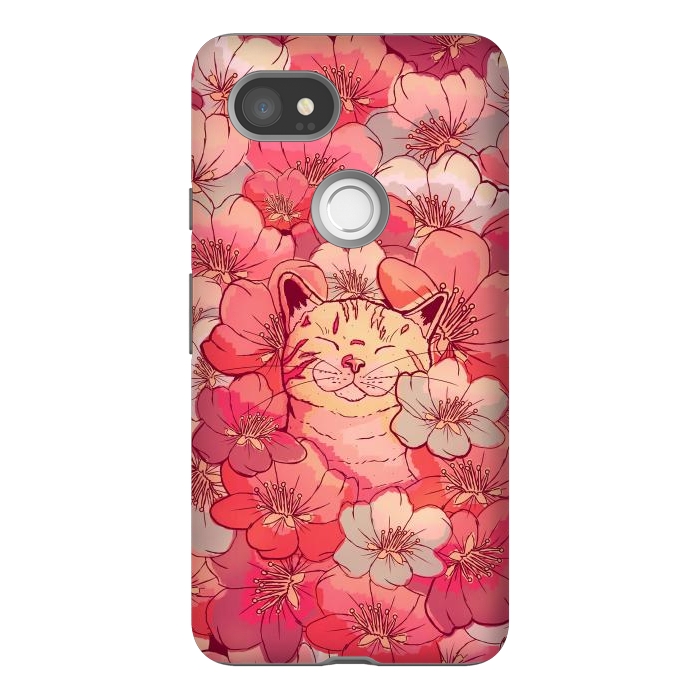 Pixel 2XL StrongFit The cherry blossom cat by Steve Wade (Swade)
