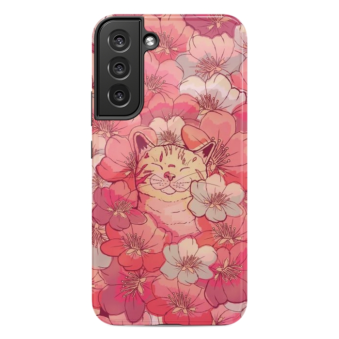 Galaxy S22 plus StrongFit The cherry blossom cat by Steve Wade (Swade)