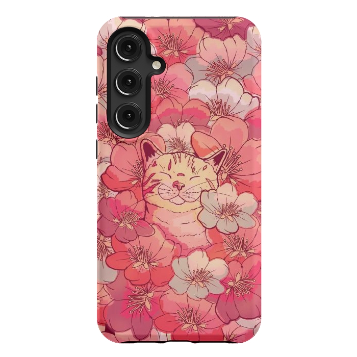 Galaxy S24 Plus StrongFit The cherry blossom cat by Steve Wade (Swade)