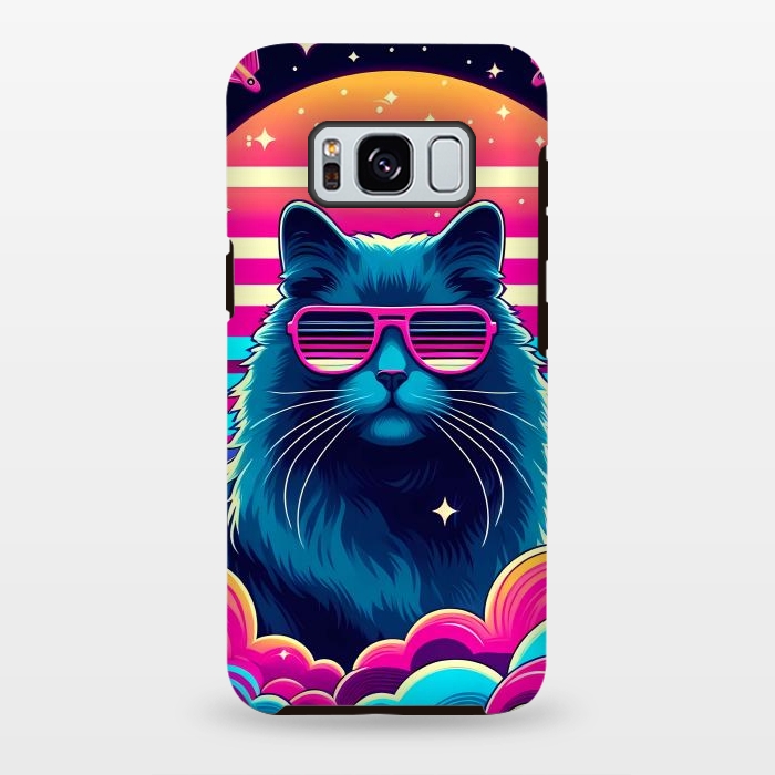 Galaxy S8 plus StrongFit Neon Cat Punkadelic by JohnnyVillas