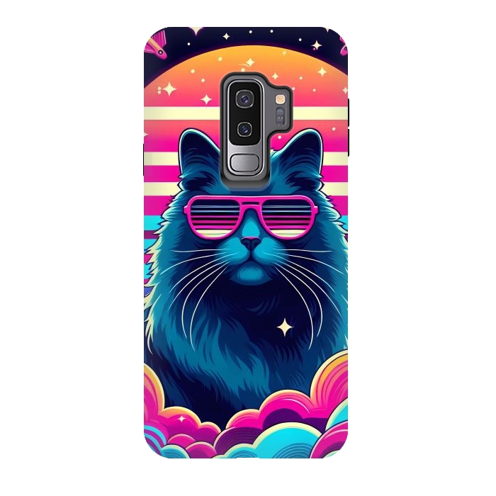 Galaxy S9 plus StrongFit Neon Cat Punkadelic by JohnnyVillas