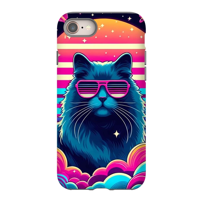 iPhone 8 StrongFit Neon Cat Punkadelic by JohnnyVillas