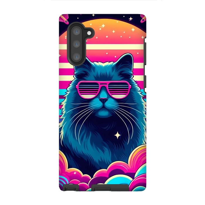 Galaxy Note 10 StrongFit Neon Cat Punkadelic by JohnnyVillas