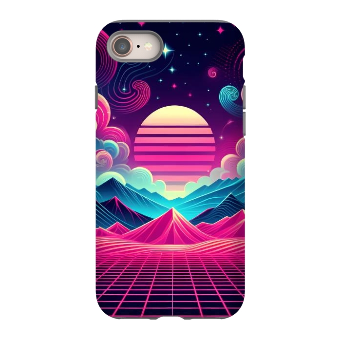 iPhone SE StrongFit Sunset Neon Peaks by JohnnyVillas