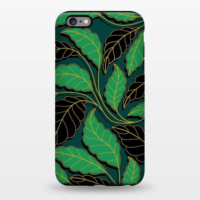 iPhone 6/6s plus StrongFit Curved lines Branches Leaves black and green G608 by Medusa GraphicArt