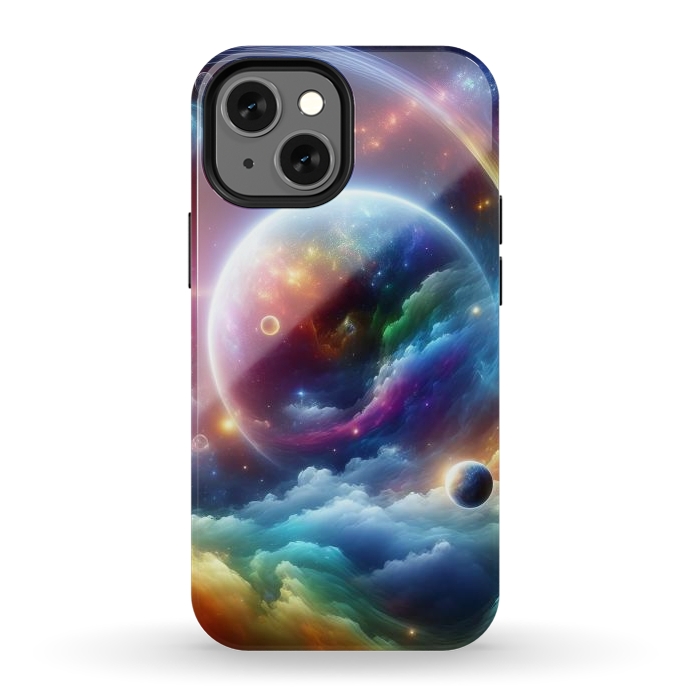 iPhone 13 mini StrongFit Rainbow Universe by JohnnyVillas