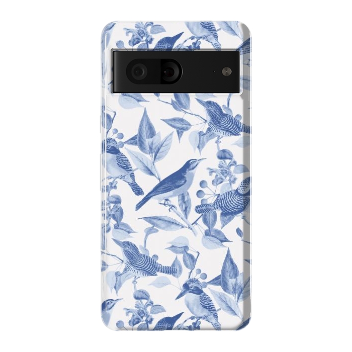 Pixel 7 StrongFit Birds and leaves chinoiserie - blue porcelain nature pattern by Oana 