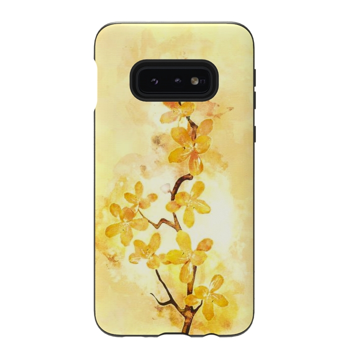 Galaxy S10e StrongFit Yellow Tropical Branch by Creativeaxle