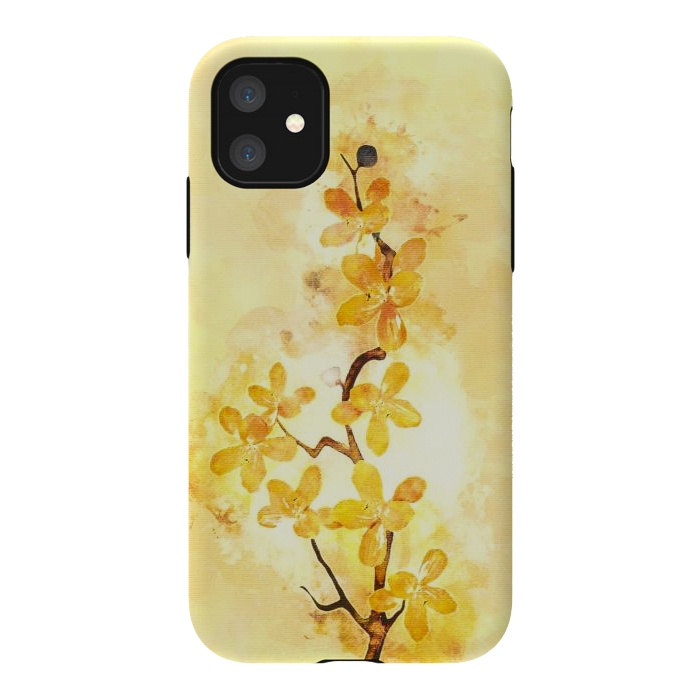 iPhone 11 StrongFit Yellow Tropical Branch by Creativeaxle