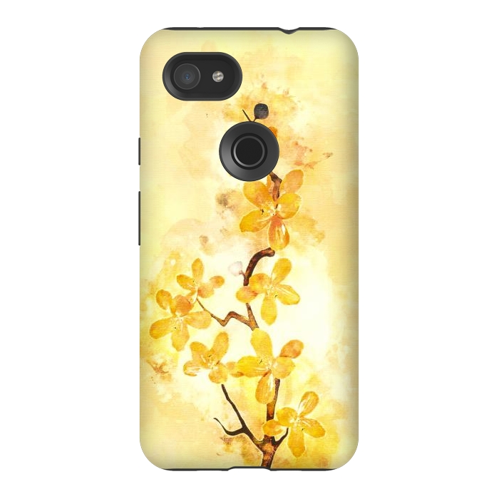 Pixel 3AXL StrongFit Yellow Tropical Branch by Creativeaxle
