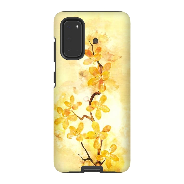 Galaxy S20 StrongFit Yellow Tropical Branch by Creativeaxle
