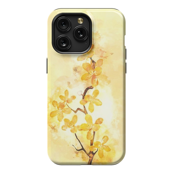 iPhone 15 Pro Max StrongFit Yellow Tropical Branch by Creativeaxle