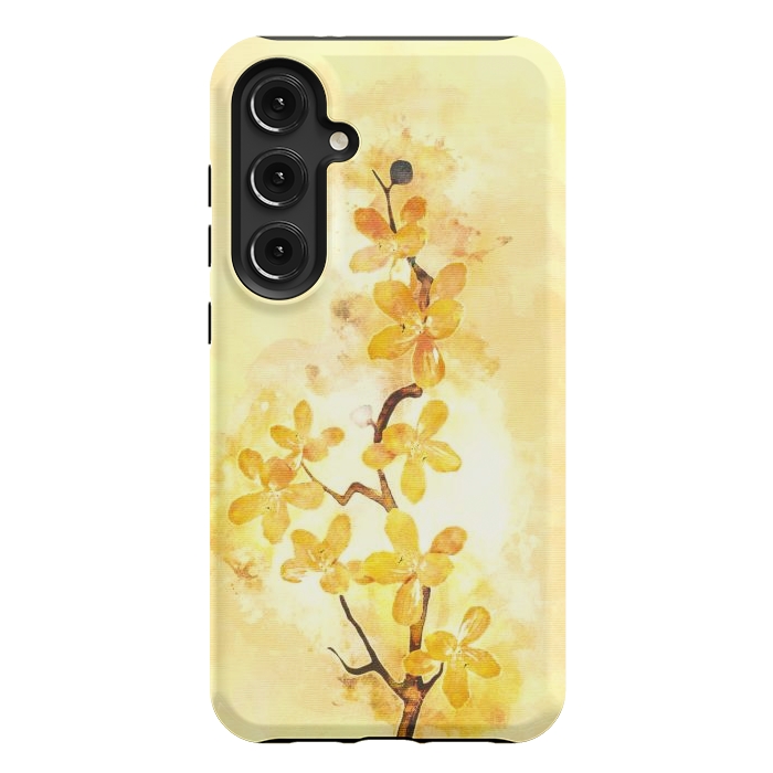 Galaxy S24 Plus StrongFit Yellow Tropical Branch by Creativeaxle