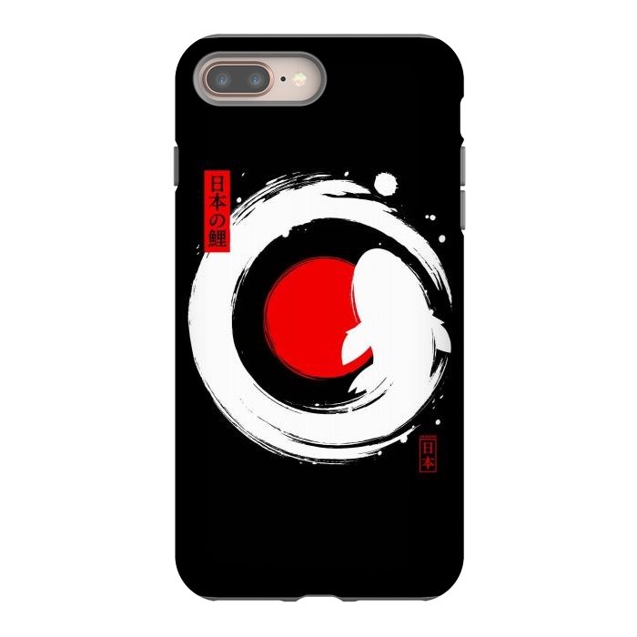 iPhone 8 plus StrongFit White Koi Japanese Enso by LM2Kone