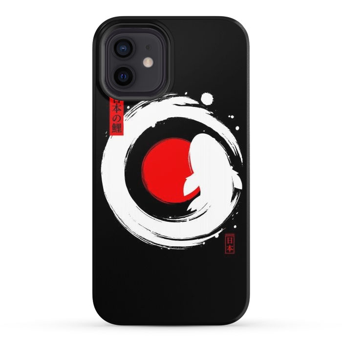 iPhone 12 StrongFit White Koi Japanese Enso by LM2Kone
