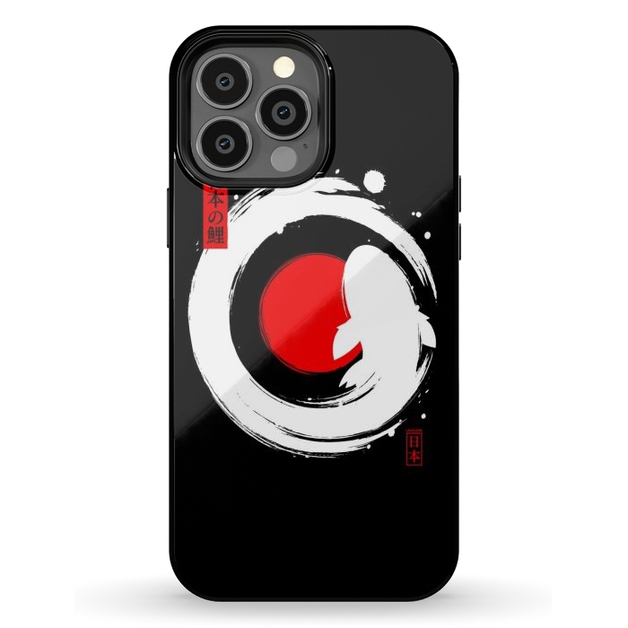 iPhone 13 Pro Max StrongFit White Koi Japanese Enso by LM2Kone