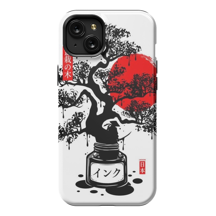 iPhone 15 Plus StrongFit Black Bonsai Japanese Ink by LM2Kone