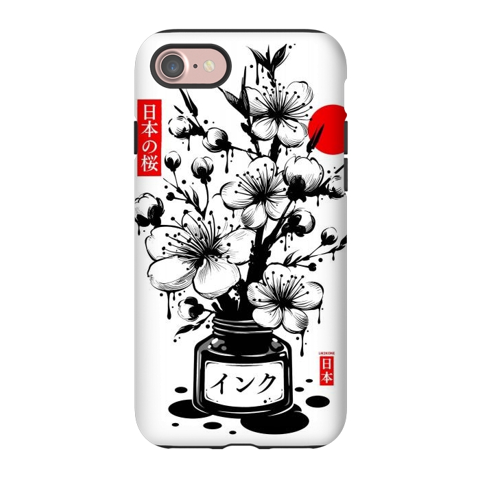 iPhone 7 StrongFit Black Cherry Blossom Japanese Ink by LM2Kone