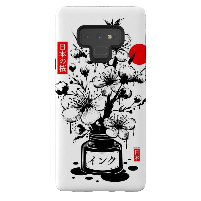 Galaxy Note 9 StrongFit Black Cherry Blossom Japanese Ink by LM2Kone