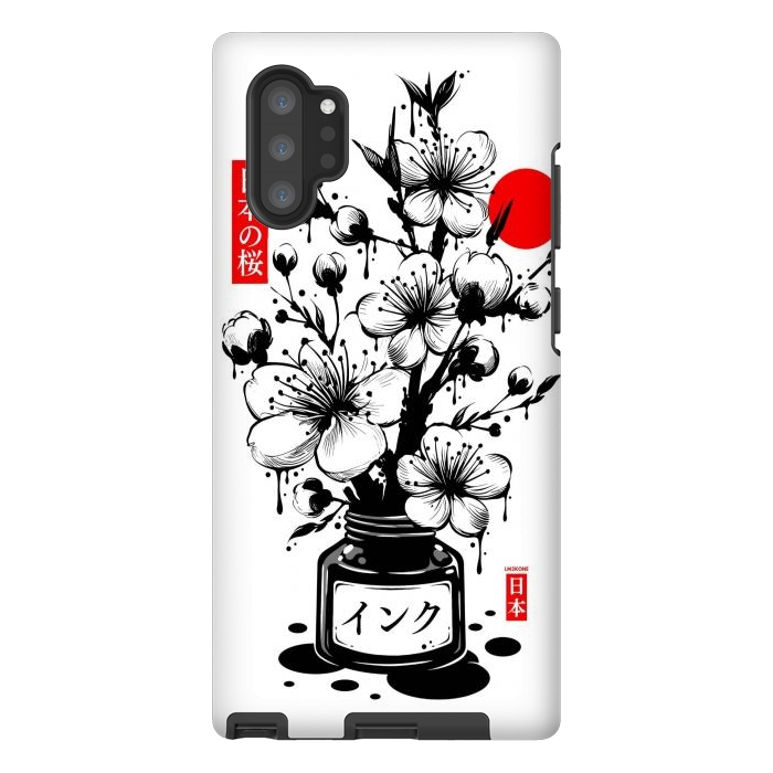 Galaxy Note 10 plus StrongFit Black Cherry Blossom Japanese Ink by LM2Kone