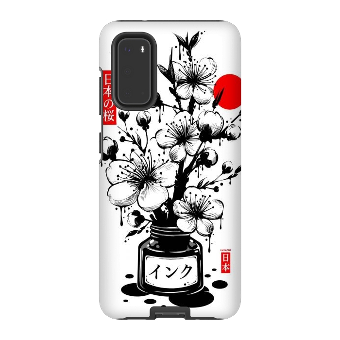 Galaxy S20 StrongFit Black Cherry Blossom Japanese Ink by LM2Kone