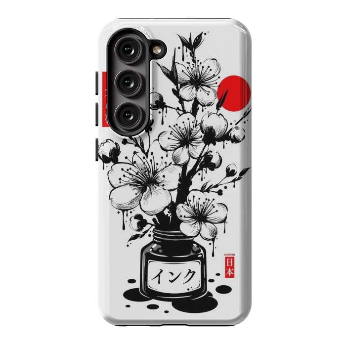 Galaxy S23 StrongFit Black Cherry Blossom Japanese Ink by LM2Kone