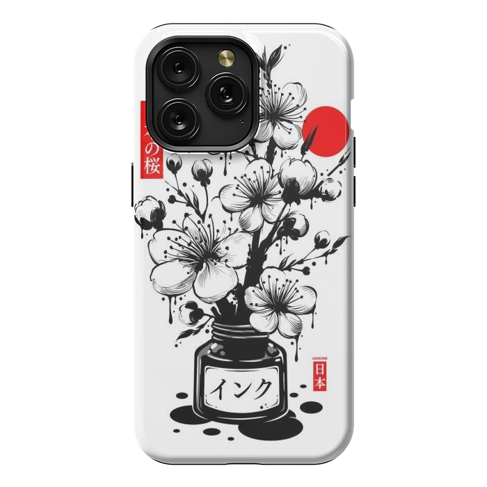 iPhone 15 Pro Max StrongFit Black Cherry Blossom Japanese Ink by LM2Kone