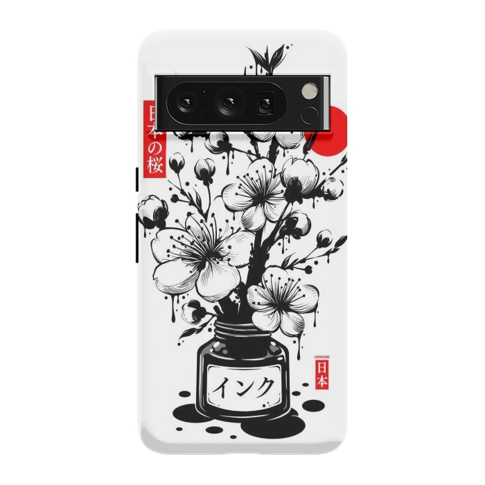 Pixel 8 Pro StrongFit Black Cherry Blossom Japanese Ink by LM2Kone