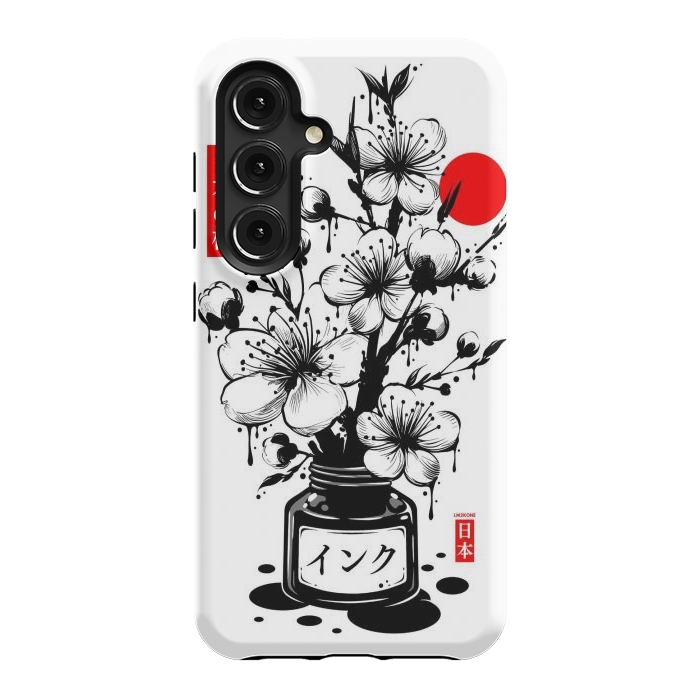 Galaxy S24 StrongFit Black Cherry Blossom Japanese Ink by LM2Kone
