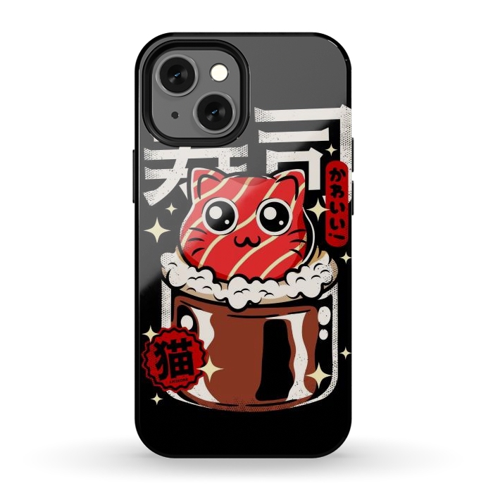 iPhone 13 mini StrongFit Neko Sushi Cat by LM2Kone