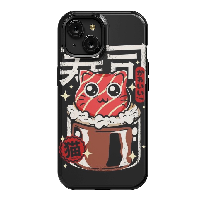 iPhone 15 StrongFit Neko Sushi Cat by LM2Kone