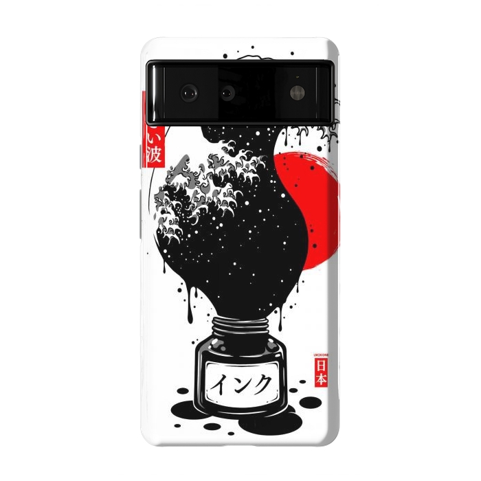 Pixel 6 StrongFit Black Kanagawa's wave Japanese Ink by LM2Kone