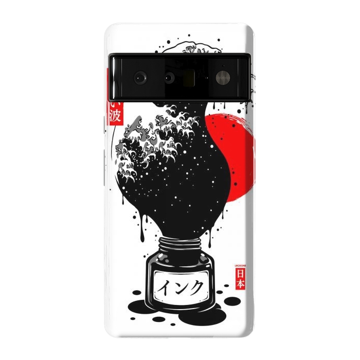 Pixel 6 Pro StrongFit Black Kanagawa's wave Japanese Ink by LM2Kone