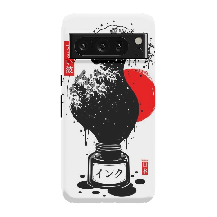 Pixel 8 Pro StrongFit Black Kanagawa's wave Japanese Ink by LM2Kone