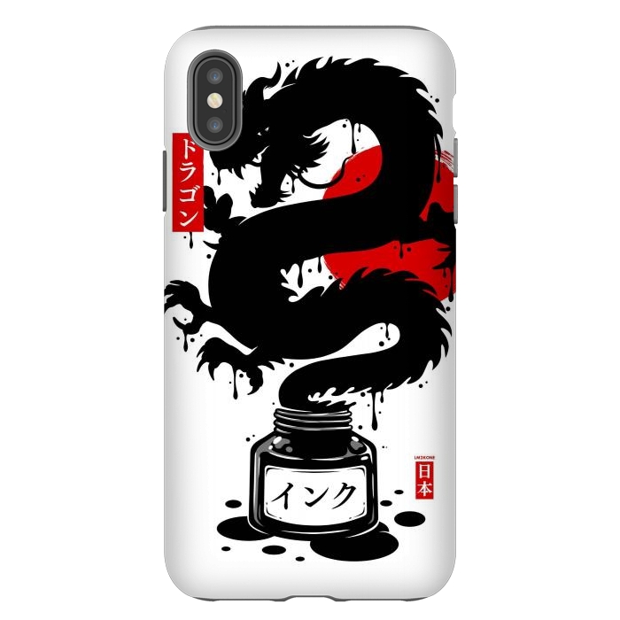 iPhone Xs Max StrongFit Black Dragon Japanese Ink by LM2Kone