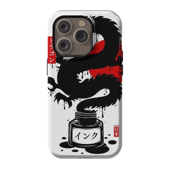 iPhone 14 Pro StrongFit Black Dragon Japanese Ink by LM2Kone