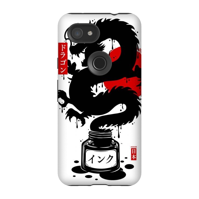 Pixel 3A StrongFit Black Dragon Japanese Ink by LM2Kone