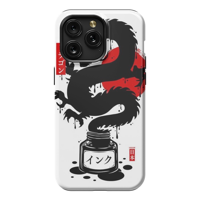 iPhone 15 Pro Max StrongFit Black Dragon Japanese Ink by LM2Kone