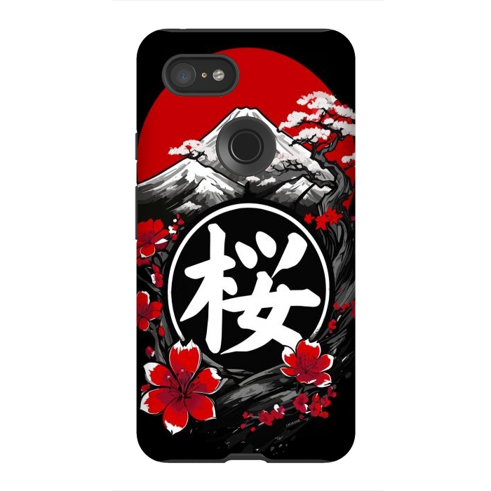 Pixel 3XL StrongFit Mount Fuji Cherry Blossoms by LM2Kone