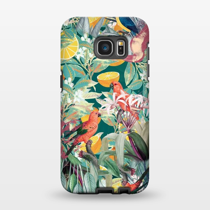 Galaxy S7 EDGE StrongFit Parrots, oranges and tropical leaves - jungle paradise by Oana 