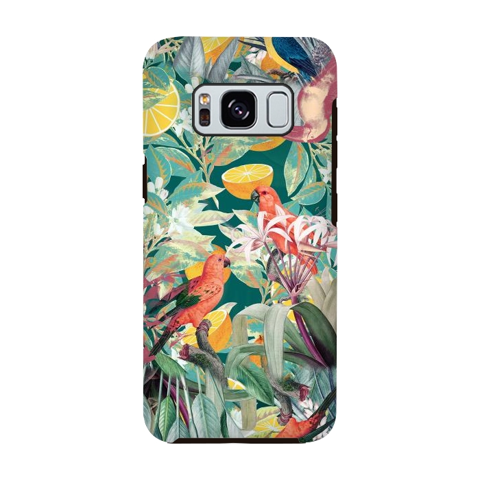 Galaxy S8 StrongFit Parrots, oranges and tropical leaves - jungle paradise by Oana 